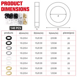 YIXISI 140 Pieces 10.2 x 15 x 1/2 mm Door Hinge Mounting Rings, Rings for Door Hinges, Room Doors Washers, Door Hinge Washer, for Door Hinges