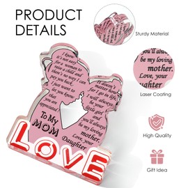 Gifts for Mom from Daughter, Mother Gifts Mama Gifts Mommy New Mom Bonus Step Mom Gifts Ideas, Presents for Mom Birthday Christmas Love Gifts, Mom Desk Decor Accessories Ornament Acrylic Sign Plaque
