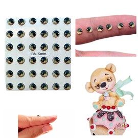138-5: 36 Pcs (18 Pairs) 3D Resin Wiggle & Googly Eyes 5mm - Brown – Self-Adhesive for DIY Crafts, Clay, Felt, EVA, Polymer Clay, Sculptures, Cold Porcelain, Amigurumi, Scrapbooking & DIY Projects