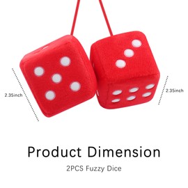 Stylish Fuzzy Dice for Car Hanging Ornament,Funny Plush Dice Rear View Mirror Accessories,Car Accessories Interior Cute Mirror Hanging Accessories (Red)