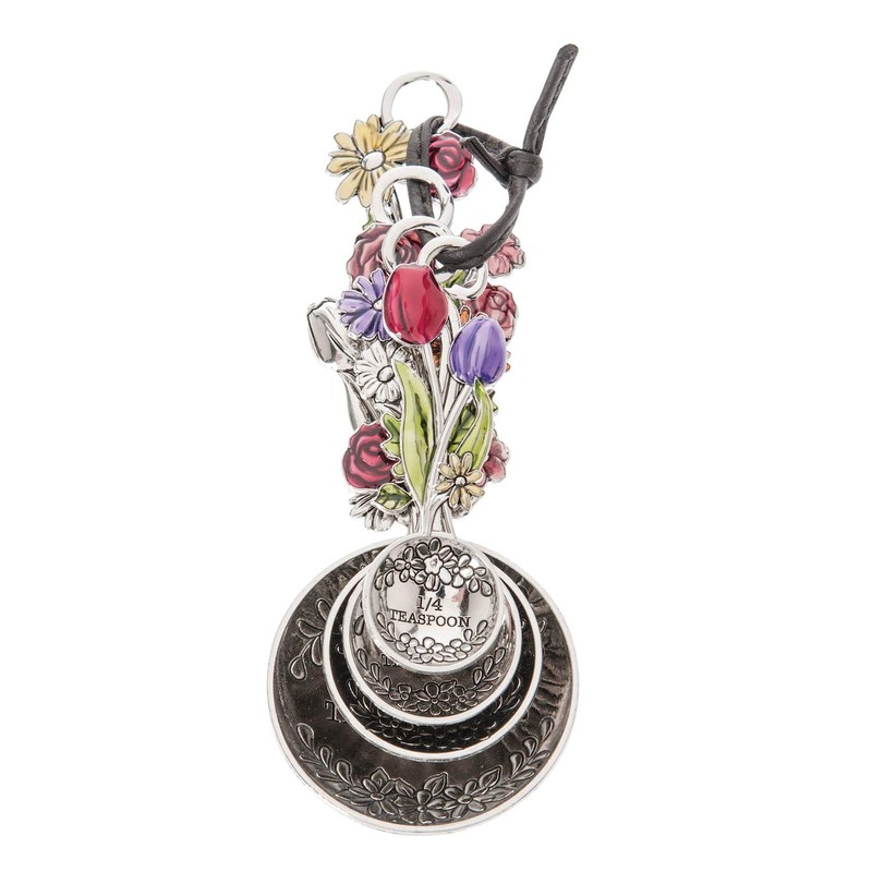 Ganz 4-Piece Measuring Spoons Set - Colorful Flower Bouquet