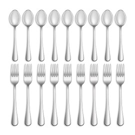 24 Pcs Forks and Spoons Silverware Set,Food Grade Stainless Steel Flatware Cutlery Set for Home,Kitchen and Restaurant,Mirror Polished,Dishwasher Safe-12 Dinner Fork(8 inch) and 12 Teaspoon(6.5 inch)