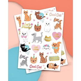 xo, Fetti Tatuajes temporales para gatos para niños, manualidades para niños y niñas, suministros de fiesta de cumpleaños, baby shower