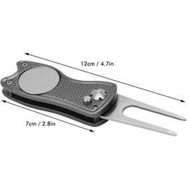 Golf Divot Tool, Ligero Y Portátil Golf Pitchfork Plegable Golf Divot Repair Tool Marcador de Pelotas de Golf Pitchforks Accesorio de Golf(8 * 4 * 2cm-Gris)