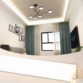 JARBIH 5PACK Led Aluminum Profile for Ceiling Wall Decoration, 1M/3.3ft 6cmx6cm Top Corner Strip Line Luminous Ceiling Free Lamp Internal Channel Linear for Living Room Home(White)