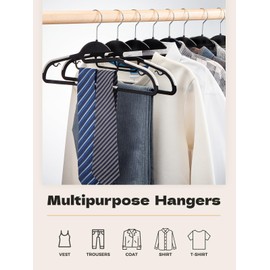 HOUSE DAY Heavy Duty Plastic Hangers 100 Pack, Black Slim Clothes Hangers Space Saving, Non Slip Hangers with Rubber Pads, Durable Coat Hangers for Closet, S-Shaped Hanger for Shirt, Suit, Pant, Skirt