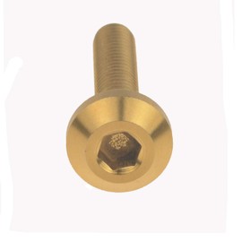 Ruifu Hex Socket Head Cap Screws, Titanium Alloy, Available in M6 x 12/15/20/25/30/35 mm, M8 x 15/20/25/30/35/40 mm, For Bicycles & Motorcycles, Wheels, License Plate Mounting Bolts, Set of 5 (M6 x 12 mm, Gold)