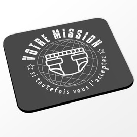 Mauspad, Schwarz – Ihre Mission zum Ändern der Windeln Parodie Film Humor – (Maße 24 x 20 cm)