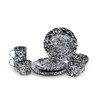 Enamelware Starter Set, 16 piece, Black/White Splatter
