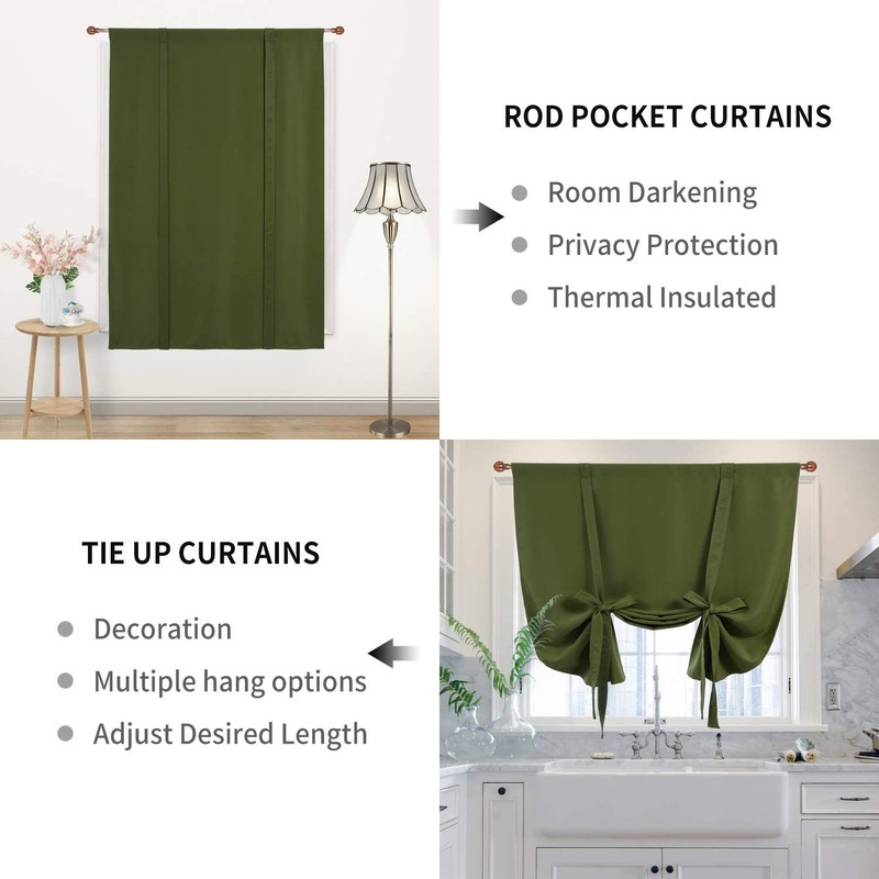 DWCN Blackout Curtains-Tie Up Shade for Window Thermal Insulated Room