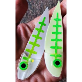 Fisher Tackle 2pc - Fisher Tackle StripFly Salmon Trolling Fly Trout Squid - Glow/Lime Unrigged