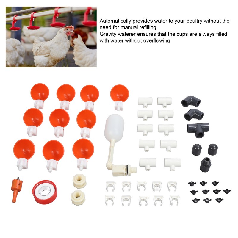 Pipeline Automatic Chicken Waterer Poultry Waterer Dispenser Water Feeder Kit
