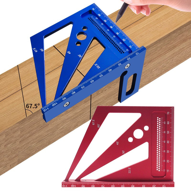 Upgrade Woodworking Measuring Ruler Metric/Inch 3D Multi-Angle Aluminum Alloy 22.5/30/45/60/67.5/90