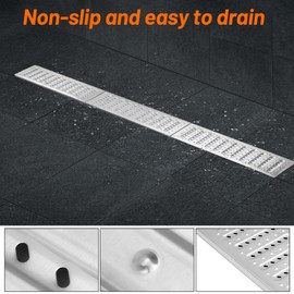 MYOYAY 3 Pack 304 Stainless Steel Channel Drain Grate Cover Drainage Grates Heavy Duty Trench Drain Grate for Outdoor, Pool, Garage, Yard Fence