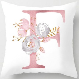 Tillskuch Pink Cushion Covers Cute Alphabet Decorative Throw Pillow Cover Square Letter Pillow Protectors for Sofa Couch Bedroom Chair Home Decor 45cm x 45cm(F)