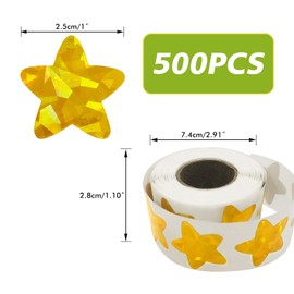 Gold Star Stickers for Kids Reward, Holographic Sparkly Metallic Foil Stickers for Student Planner and School Classroom Teacher Supplies