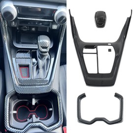 OSNLEW Gear Shift Protective Panel, Gear Shift Knob Cover Interior Center Console Anti-Scratching Protector, Auto Accessories fit for RAV4 2019-2025, Black Carbon Fiber Style