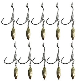 wild.life Weighted Hook with Twist Lock Silver & Gold Spin Superline Spring Hook Underspin Swimbait Fishing Hooks 0.16 0.19 0.25 oz (0.19, 3#Gold)