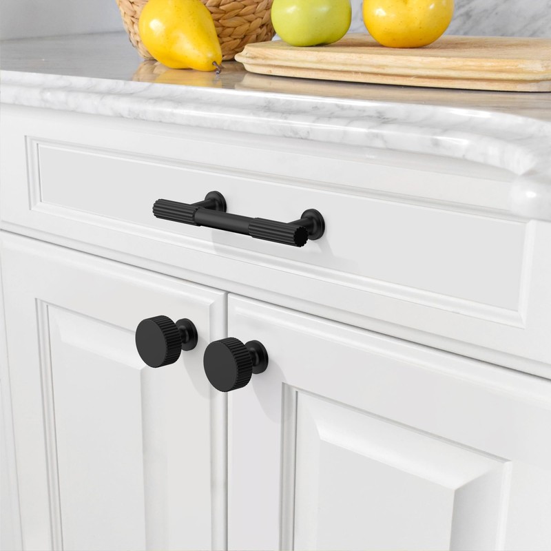 Amerdeco 10 Pack Matte Black Cabinet Pulls 3 Inch(76MM) Hole