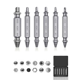 Damaged Screw Extractor Set - Remover for Stripped Screws Nuts Bolts, Drill Bit Tools for Easy Removal of Rusty Broken Hardware, 6PC HSS Drill Bit Bolt Extractor Kit, Hardware Gifts for Men (Silver)