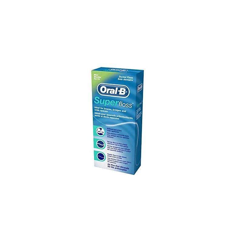Oral-B Super Floss Mint Dental Floss for Braces Bridges -