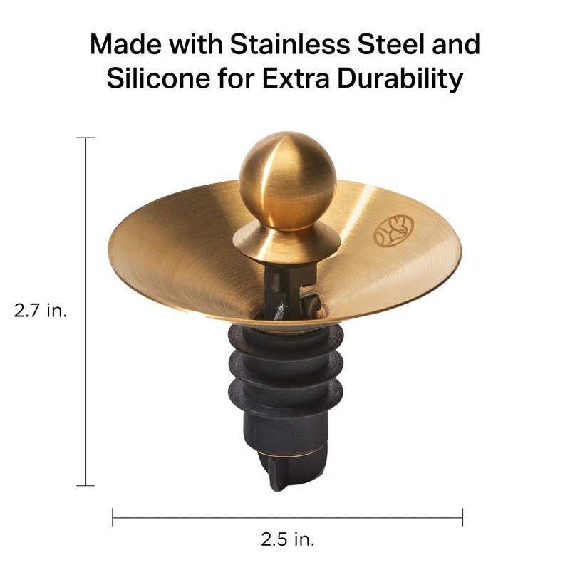 RBT Wine Pourer Stopper 360° Drip-Free Pouring, Low-Profile Stainless Steel