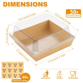 Vorfre Small Charcuterie Boxes with Clear Lids, To Go Paper Food Containers