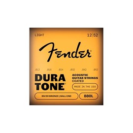 Fender Cuerdas de guitarra acústica con revestimiento Dura-Tone de bronce 80/20, calibre de cuerda .012-.052, ofrece un sonido claro con una sensación suave y articulada