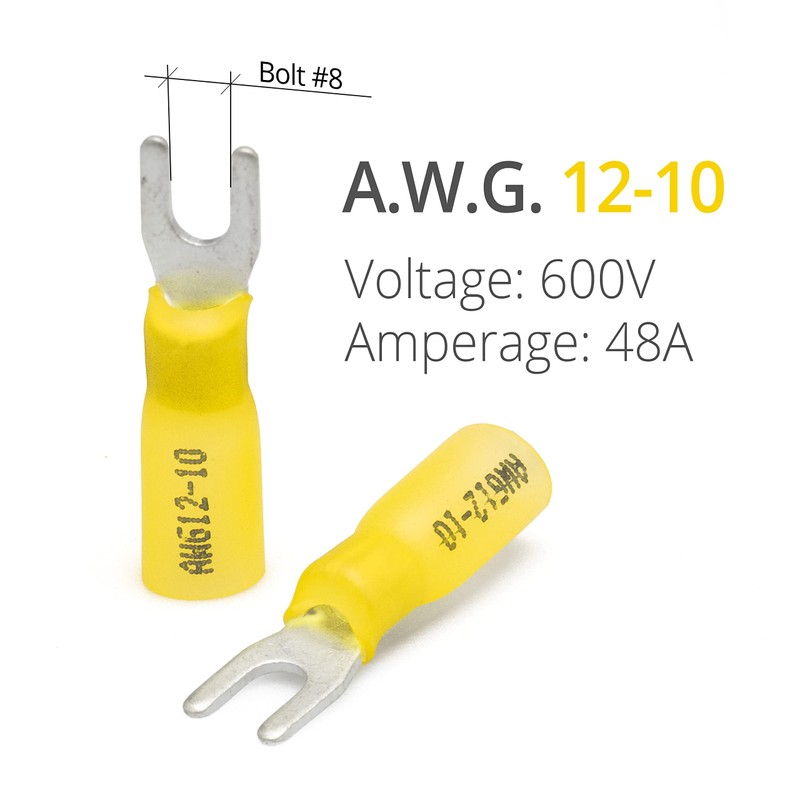 Wirefy Heat Shrink Fork Connectors #8 - Marine Grade Fork