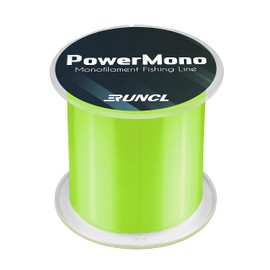 RUNCL PowerMono - Línea de pesca monofilamento – Máxima fuerza, amortiguador, suspensión en agua, apto para nudos, línea de pesca overol (amarillo, 12 libras (5.4 kgs), 300 yardas)