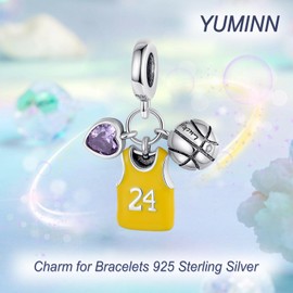 YUMINN Sports Series Charms for 925 Sterling Silver for Women Bracelets & Necklaces Dangle Pendant for Christmas Valentine's Day Mother's Day Jewellery Gifts for Women, Sterling Silver, Cubic Zirconia