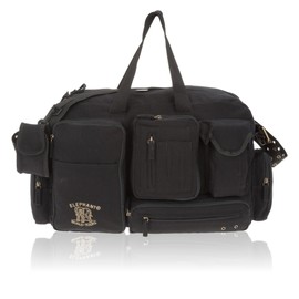 ELEPHANT Canvas Travel Bag XL 58 cm / 50 L Sports Bag Large Compartments + Bottle, black