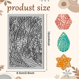 CHGCRAFT Bohemian Pattern Clay Texture Mat Mandala Modeling Pattern Pad Leaves Texture Sheets for Polymer Clay Making Earrings Jewelry Tools, 4×2.6 inch