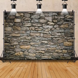 Leowefowa 10x8ft Vinyl Retro Stone Brick Wall Backdrop Rustic Countryside Grunge Rock Stone Texture Vintage Photography Background Birthday Wedding Anniversary Party Decor Photo Studio Props
