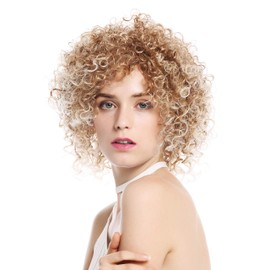 WIG ME UP - VK-11-27T613 women's quality wig short voluminous frizzy curls curly blonde highlights platinum highlights