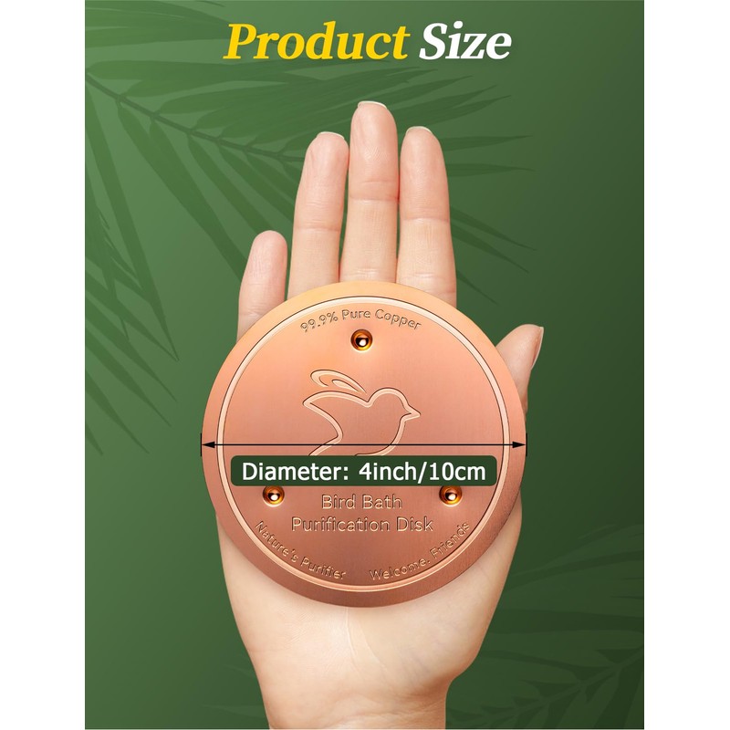 Mellbree 3-Pack Bird Bath Copper Disk, 0.6mm Reinforced 99.99% Pure