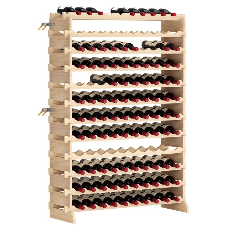 SogesHome Wine Rack Wood Storage Rack Stand, 120 Bottles Holder,