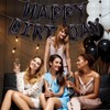 PIGETALE 16 Inch Black Happy Birthday Balloons Banner Mylar Foil