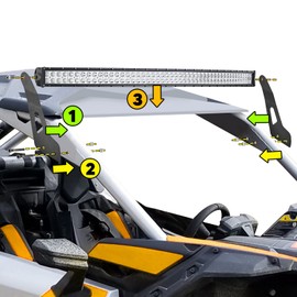 DaSen 50" 288W LED Straight Light Bar with Roof Light Brackets and Wiring Harness Kit Compatible with Can-am Maverick X3 & X3 Max DS RS MR Turbo R 2017-2025