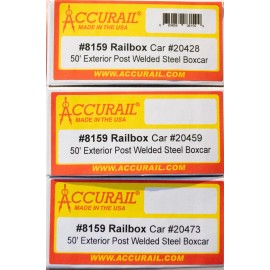 Accurail HO #8159 (3Pck) 50' Exterior-Post Modern Boxcar 3-Pack - Kit -- Railbox
