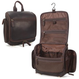 Polare Full Grain Leather Toiletry Bag Travel Hanging Organizer Case Shaving Kit Wash Bag Makeup Cosmetic Dopp Kit with YKK Zippers