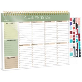 Weekly To Do List Notepad, Undated Weekly Planner Weekly Desk Planner with 52 Tear Off Sheets Habit Tracker & Productivity Organizer for Home School and Work, 8.5''x11'' -Light Green