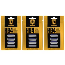 HeadBlade HeadBlade Men's HB4 Refill Shaving Razor Blades - 4 Stainless Steel Blades for No Tugging or Pulling, Shave Less, Works for Face, Body, and Scalp (12 Blades) 3 Pack