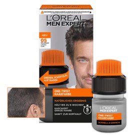 L'Oréal Men Expert Hair Colour for Men, 100% Grey Coverage for 6 Weeks, Suitable for All Hair Types, One-Twist Hair Colour, No. 5 Light Brown, 1 Piece