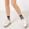 Meyeyaia 3 Pairs Sheer Ankle Socks Women,Black See-Through Mesh Socks,Dots,