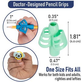Pencil Grip The Classics Duo Grip Ergonomic Writing Aid, for Right or Left Handed Users, Assorted Colors, Pack of 6 (TPG-17206)