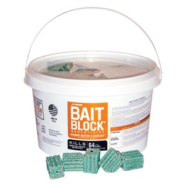 JT Eaton Anticoagulant Rodenticide Bait Block for Mice and Rats, Made in USA, Peanut Butter Flavor, 4 lb Pail of 64 Blocks