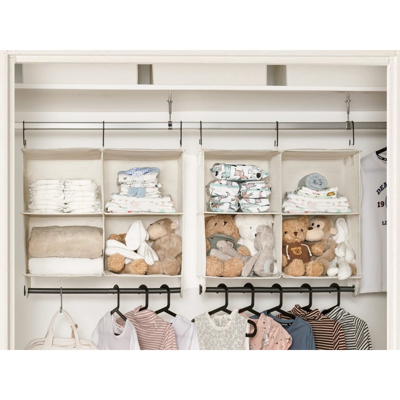 StorageWorks Hanging Closet Organizer with Garment Rod, 4 Section Closet