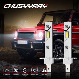 CHUSYYRAY H1 6000K Super Bright White 40000LM CSP LED Headlight Bulb Kit High Low Beam DRL