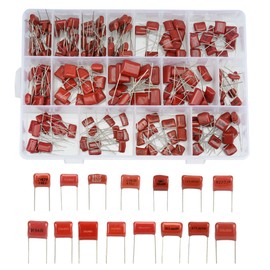 MTDELE 180Pcs 15Values Metallized Film Capacitor Kit DC 400V 630V 0.01uF - 0.56uF 0.001uF - 0.068uF Polypropylene Film Capacitors Kit